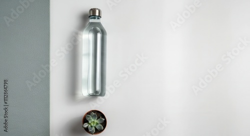 Obraz na płótnie Minimalist reusable water bottle plant on white background w salonie
