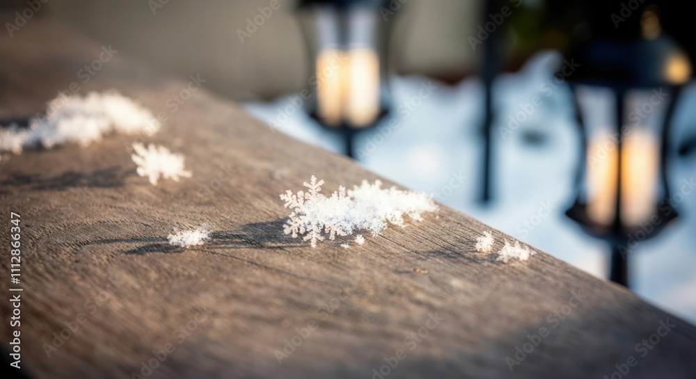 Winter magic with delicate snowflakes warm lantern light Winter magic with delicate snowflakes warm lantern light