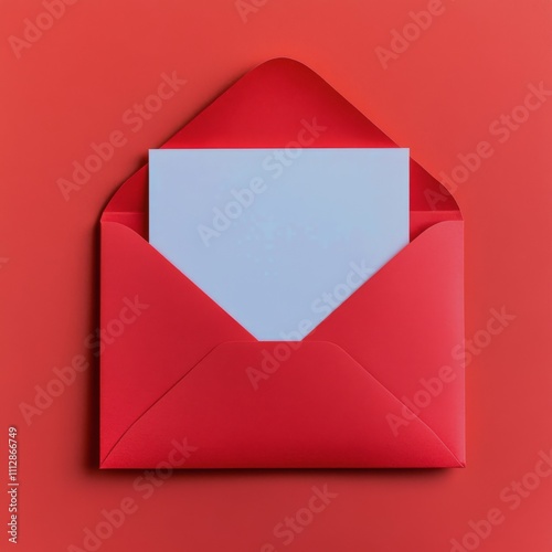 Red envelope with blank card on a vibrant background for personal messages an...