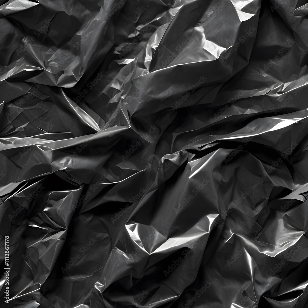Obraz premium Plastic Overlay with Wrinkled Texture Showcasing Modern Abstract Art and Stylish Dark Aesthetic Design