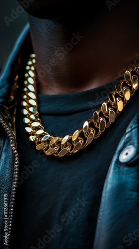Gold chain accentuating skin tone in a close up display of fashion and style