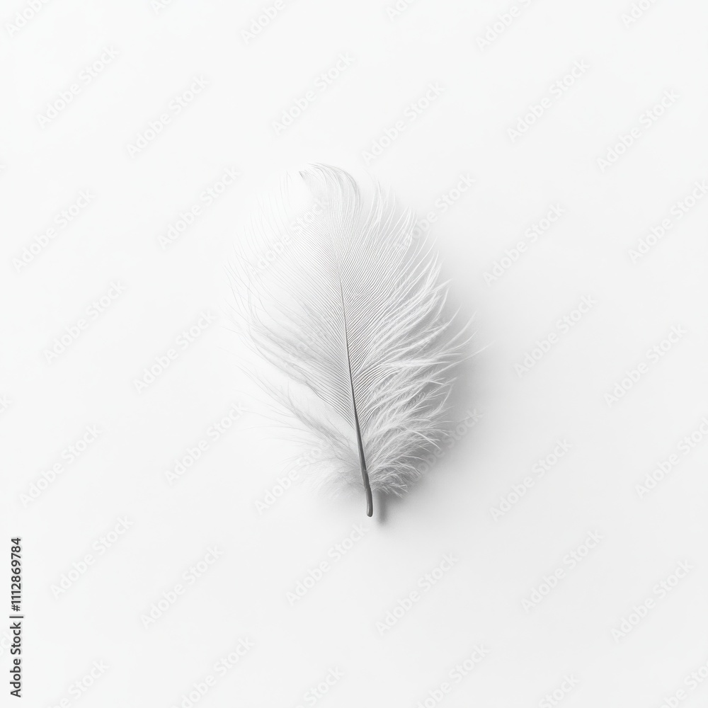 White feather on white background White feather on white background
