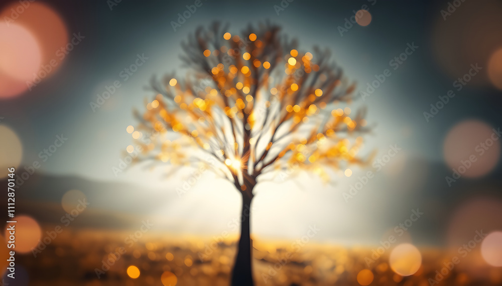 blurred abstract photo of light burst among lonely tree and glitter golden bokeh lights isolated with white highlights, png blurred abstract photo of light burst among lonely tree and glitter golden bokeh lights isolated with white highlights, png
