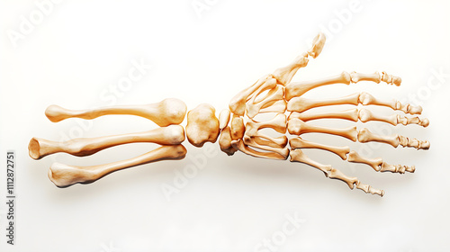 Detailed Anatomical Illustration of Human Hand Bones and Joints on White Background photo