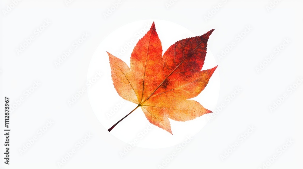 A single red leaf on a white background A single red leaf on a white background