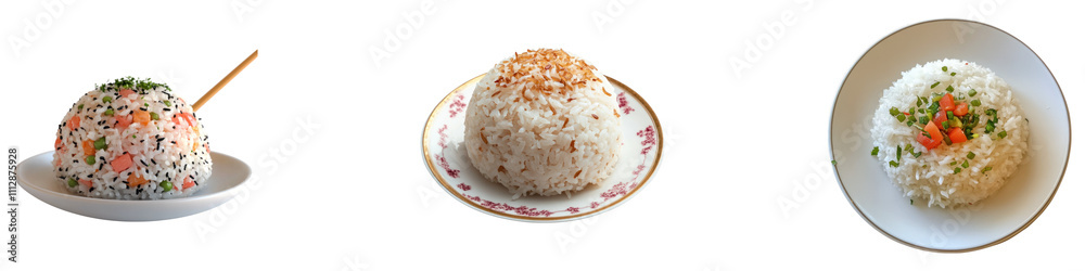 Rice dish delight isolated on transparent background, Set of Rice dish delight isolated on transparent background, Set of
