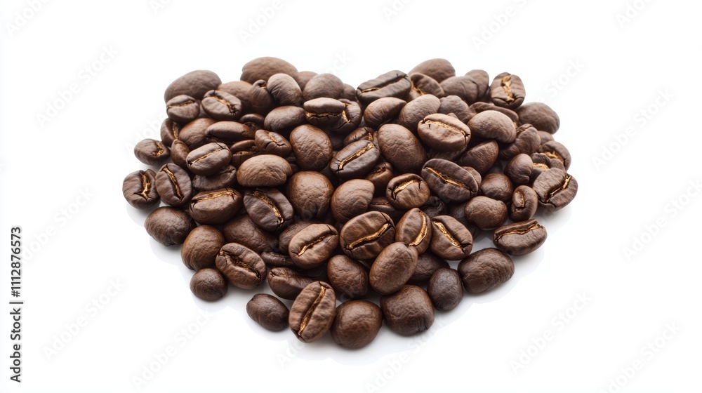 A pile of coffee beans in the shape of a heart A pile of coffee beans in the shape of a heart
