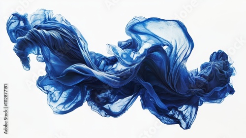 A blue and white image of a flowing fabric