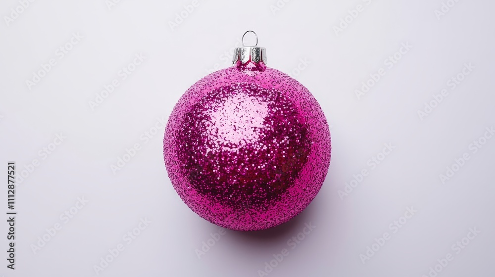 A pink christmas ornament on a white background A pink christmas ornament on a white background