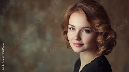 A woman in a black dress is posing for a picture