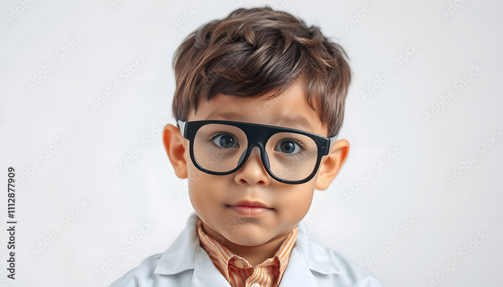 Portrait of Curious Little Scientist isolated with white highlights, png Portrait of Curious Little Scientist isolated with white highlights, png