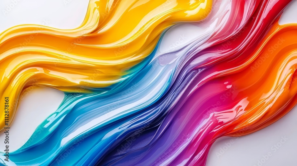 A close up of a rainbow colored liquid on a white surface A close up of a rainbow colored liquid on a white surface
