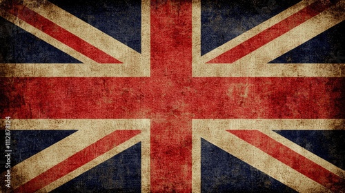 A grungy union jack flag on a black background