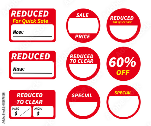 Reduced Price Labels - Discount Tags for Sales & Promotions