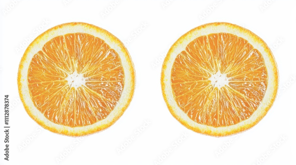 Two halves of an orange on a white background Two halves of an orange on a white background