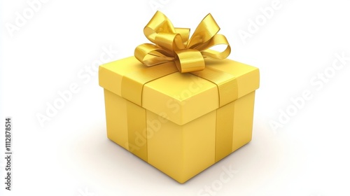 A gold gift box with a bow on a white background