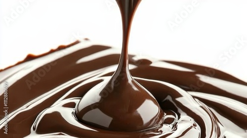 A close up of melted chocolate on a white background