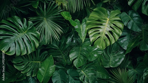 a bunch of green leaves on a black background