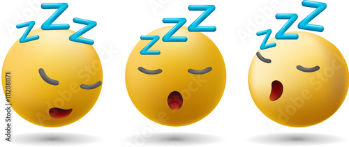 3d sleeping emoji face set