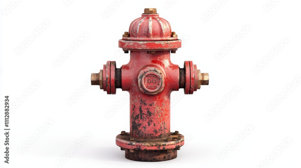 A red fire hydrant on a white background A red fire hydrant on a white background