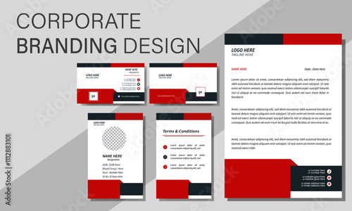 Creative, Premium Corporate identity template design. Realistic royal red and black Business Stationery for shop any business. Stationery and package for your brand. Vector illustration