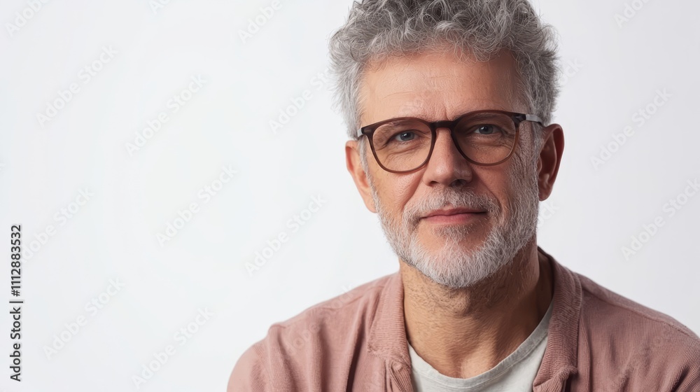 Obraz premium A man with grey hair and glasses looking at the camera