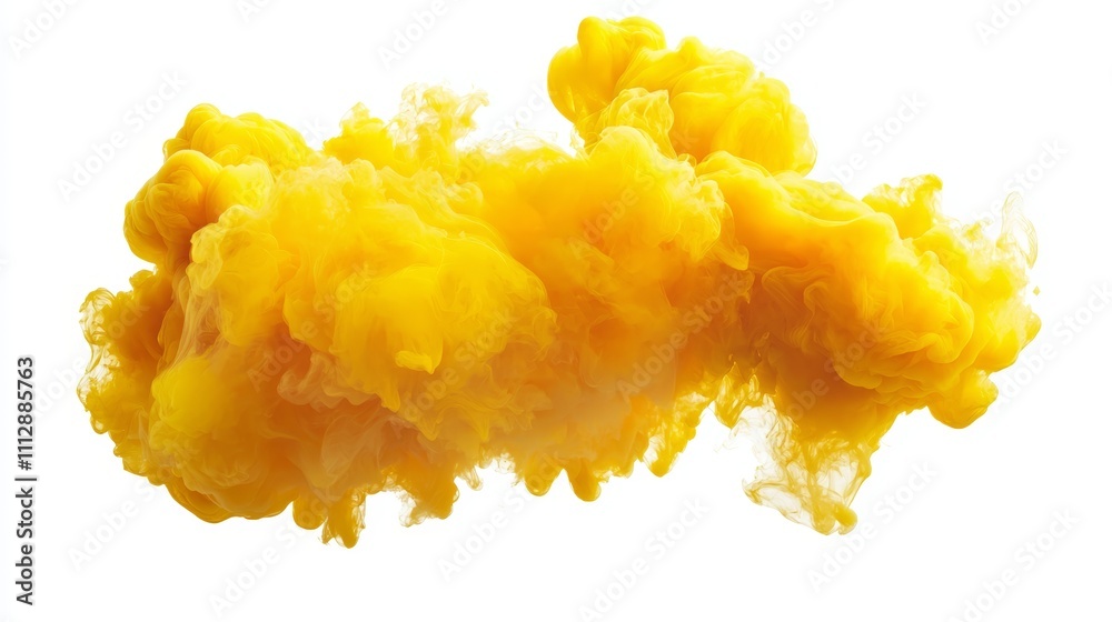 A cloud of yellow ink in water on a white background A cloud of yellow ink in water on a white background