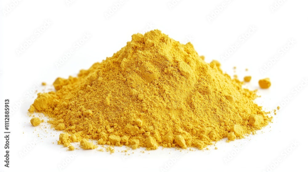A pile of yellow powder on a white background A pile of yellow powder on a white background