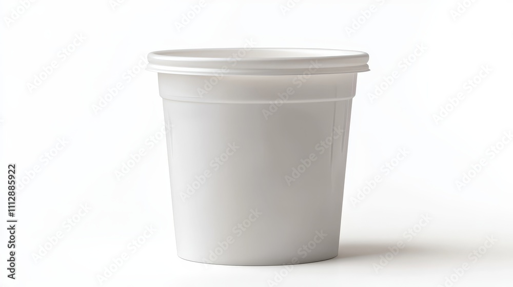 A white plastic cup with a lid on a white background A white plastic cup with a lid on a white background