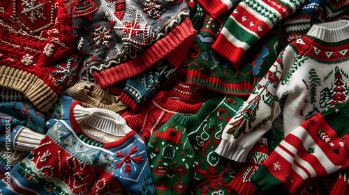 Festive Fiasco: A Cornucopia of Colorful, Ugly Christmas Sweaters photo