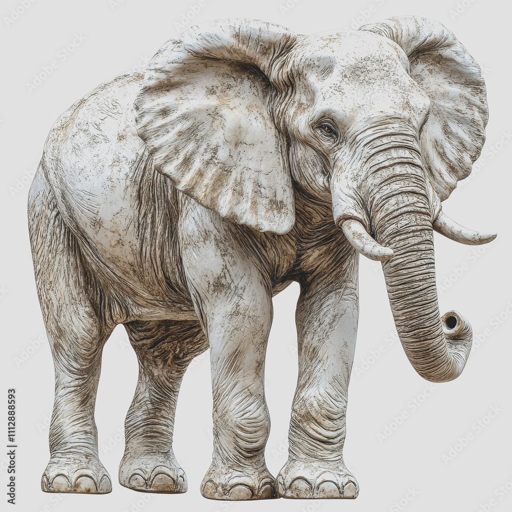 Fototapeta premium Realistic and Detailed Statue of an Elephant Capturing the Majesty and Grace of One of Nature's Most Beloved Animals in a Stunning Art Piece
