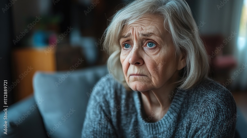 Elderly Woman Contemplating Life Inside Her Home Elderly Woman Contemplating Life Inside Her Home