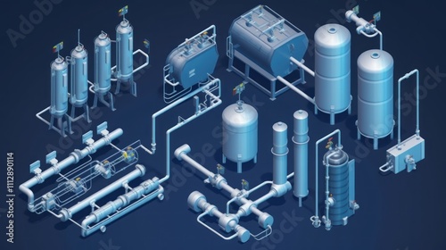 Isometric Illustration of Industrial Process Equipment