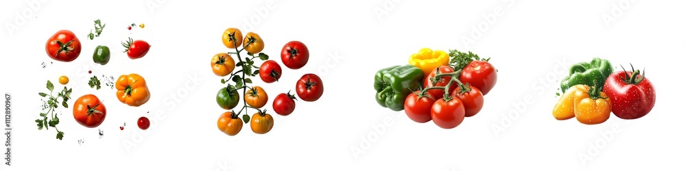 Set of Fresh Tomatoes and Bell Peppers on transparent background Set of Fresh Tomatoes and Bell Peppers on transparent background