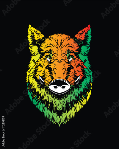 Head of a wild boar. Original vector illustration in vintage style. T-shirt design.