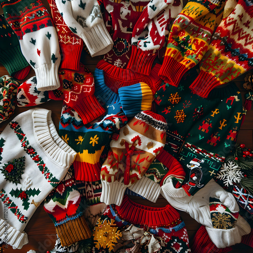 Festive Fiasco: A Cornucopia of Colorful, Ugly Christmas Sweaters photo