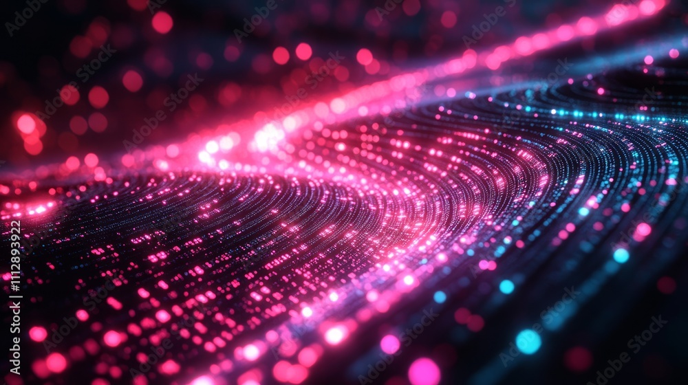 Abstract pink and blue glowing lines and particles wave background. Abstract pink and blue glowing lines and particles wave background.