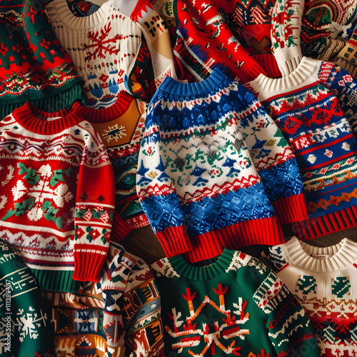 Festive Fiasco: A Cornucopia of Colorful, Ugly Christmas Sweaters photo