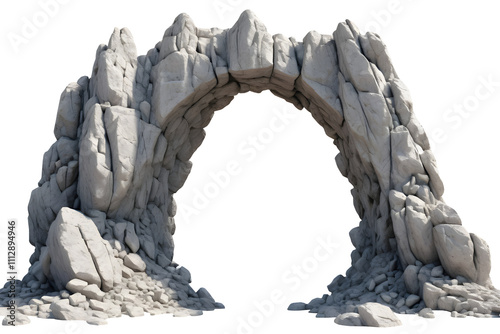 Rock archway exuding majesty and elegant craftsmanship, isolated on a transparent or white background. photo