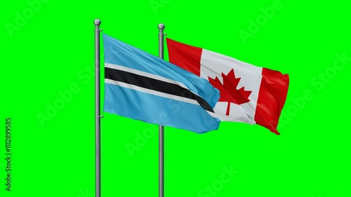 Wallpaper Mural Canada and Botswana flags flying together, video concept of the relationship with colored chroma key for easy background remove, two country cooperation concept Torontodigital.ca