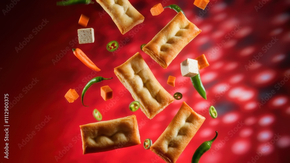 Fototapeta Plate of food with a variety of vegetables and meat