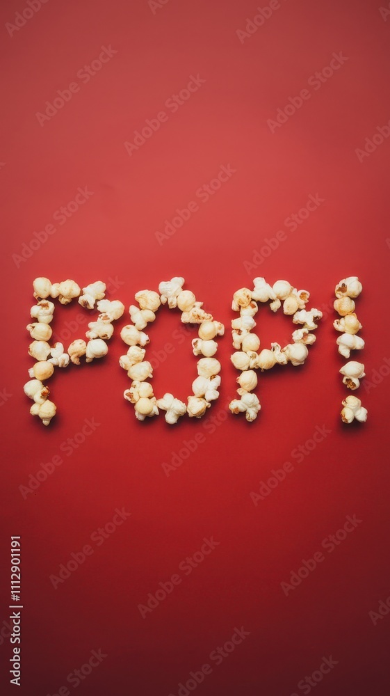 Popcorn Kernels Spell POP! in Fun, Edible Typography Popcorn Kernels Spell POP! in Fun, Edible Typography
