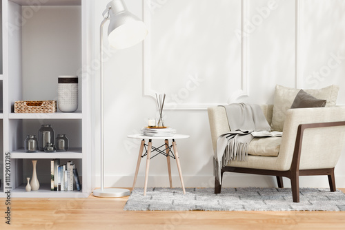 Cozy living room with fragrance scent diffuser and candle.