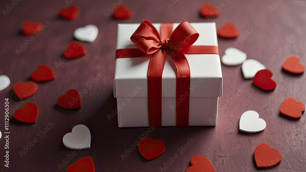 Obraz premium Gift box with diffrent and red flowers