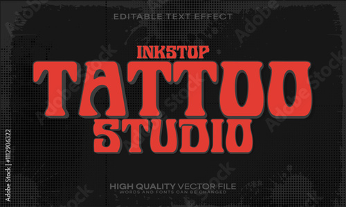 Tattoo text effect, editable text effect and rock 3d font style bold shadow music poster design