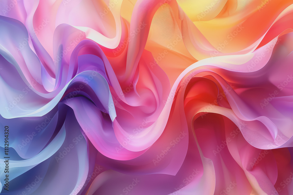 Fototapeta premium A striking 3D background featuring dynamic swirling shapes in gradient colors resembling ornaments.