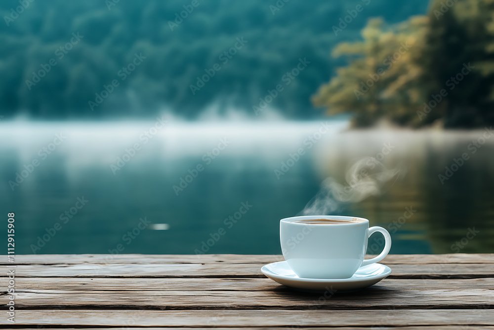 Serene Morning Coffee by the Lake Serene Morning Coffee by the Lake