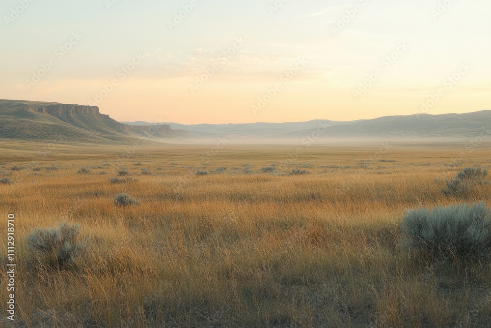 Serene Morning at Grasslands National Park: Expansive Fields Under a Vibrant Sky Serene Morning at Grasslands National Park: Expansive Fields Under a Vibrant Sky
