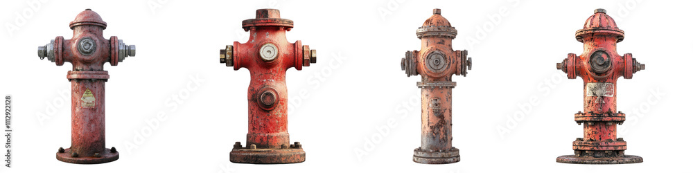 Fire hydrant isolated on transparent background, Set of Fire hydrant isolated on transparent background, Set of