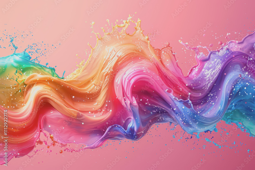 Pink background photo with abstract fluid pattern and bright rainbow colors for design. Pink background photo with abstract fluid pattern and bright rainbow colors for design.